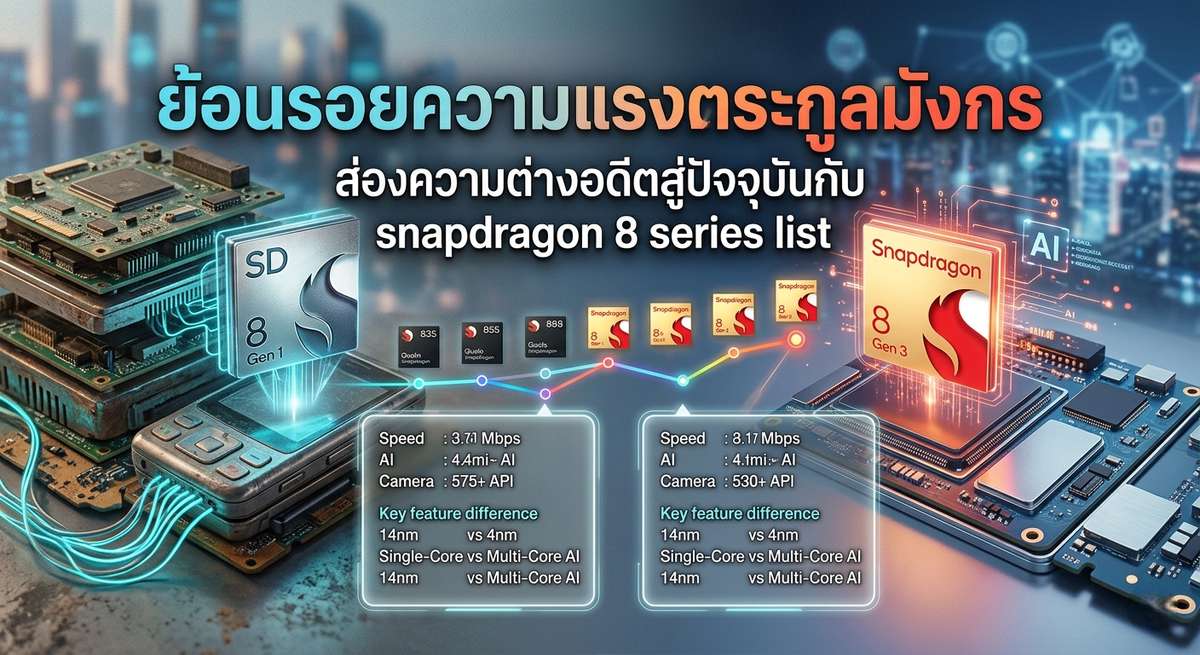 ย้อนรอยความแรงตระกูลมังกร ส่องความต่างอดีตสู่ปัจจุบันกับ snapdragon 8 series list
